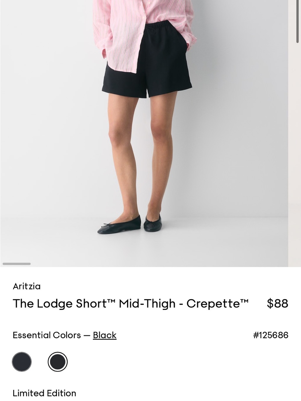Aritzia Black Mid-Thigh Lodge Shorts - Crepette
